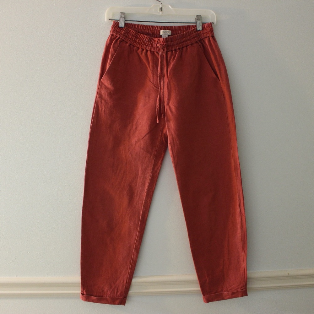 J Crew Tie Waist Linen Pants